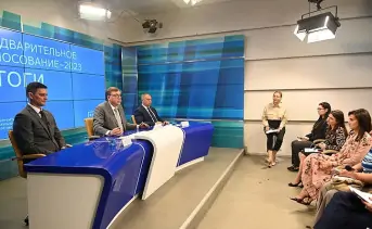 Участники пресс-конференции по обсуждению итогов праймериз. Фото пресс-службы «Единой России».