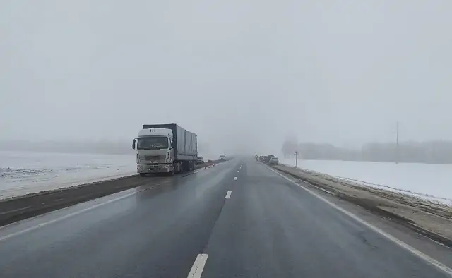 Туман на дороге Волгоград-Каменск. Фото УГИБДД по Ростовской области.