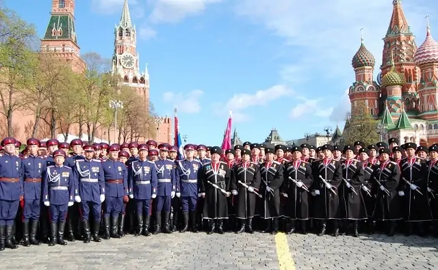 Казаки Всевеликого Войска Донского на параде в Москве 9 мая 2021 года. Фото donland.ru
