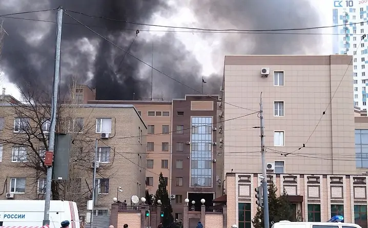 Пожар на территории погрануправления. Фото donnews.ru