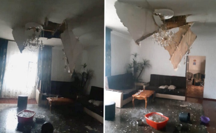 В Ростове крупный град насквозь пробил крышу жилого дома