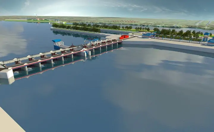 Так будет выглядеть водосборная плотина Багаевского гидроузла. Изображение взято с официального сайта ГК «Стройтрансгаз»
