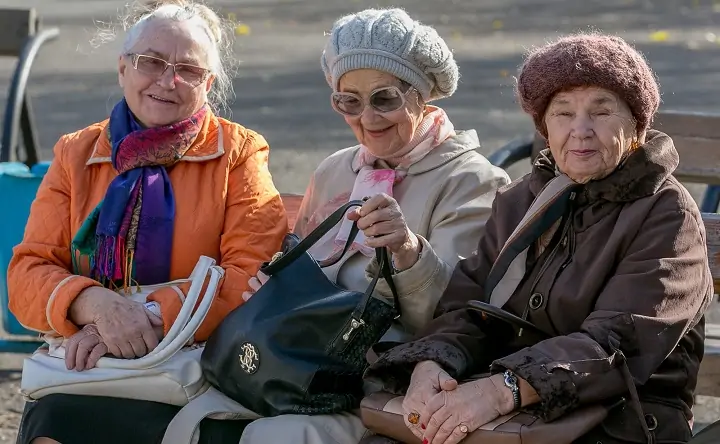 Пенсионерки сидят на лавочке. Фото novostivl.ru.