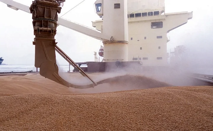 Погрузка зерна для экспорта по морю. Фото donnews.ru.