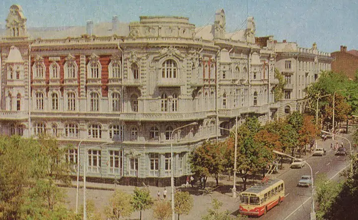 Деревья на Большой Садовой возле здания гордумы. Фото 1975 года.