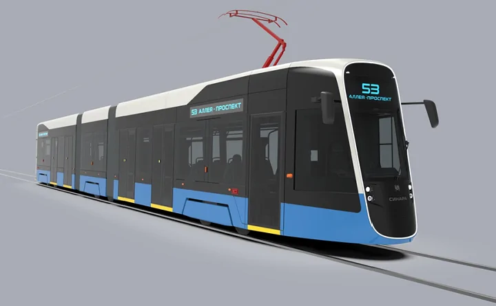 Один из вариантов расцветки будущего ростовского скоростного трамвая. Рисунок с сервиса "Активный ростовчанин".