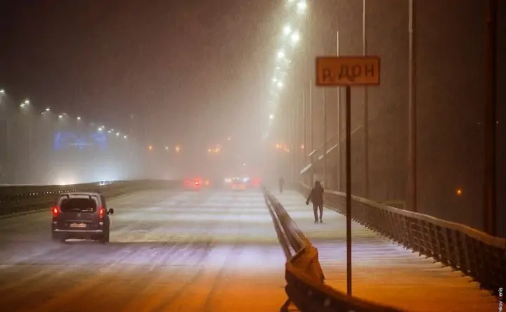 Снег в Ростовской области. Фото Дениса Демкова