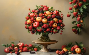Букет из фруктов. Иллюстрация сгенерирована с помощью нейросети Midjourney