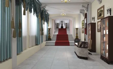 Входная группа, вестибюль, парадная лестница Дворца Алфераки. Фото из проектной документации