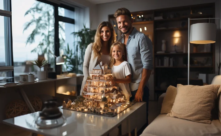 Семья. Иллюстрация сгенерирована нейросетью Midjourney