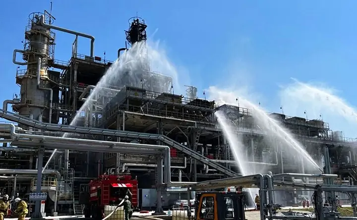 Пожар на заводе. Фото ГУ МЧС по Ростовской области