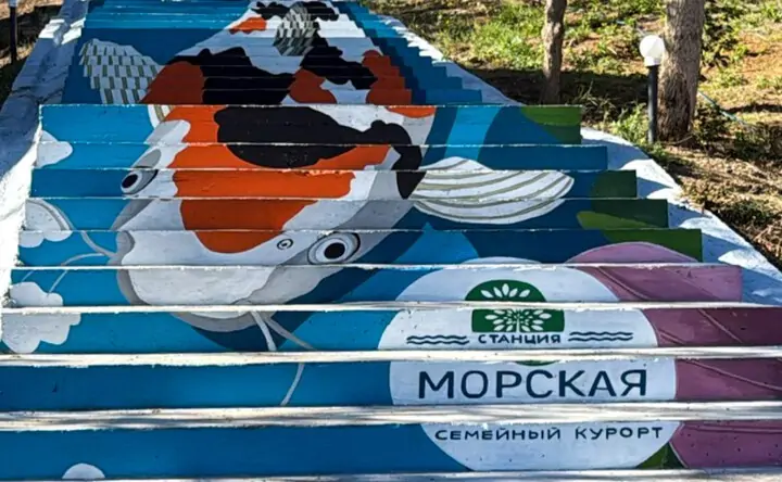 Лестница с карпом кои. Фото предоставлено ООО «Азовское взморье»