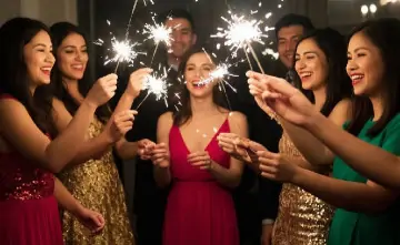 Празднование Нового года. Изображение сгенерировано Alice AI