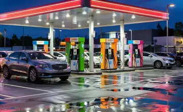 Автозаправка. Изображение сгенерированные нейросетью GigaChat