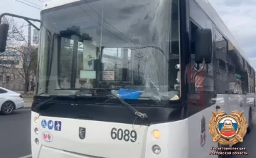 Автобус, сбивший пешехода. Скриншот из видео Госавтоинспекции