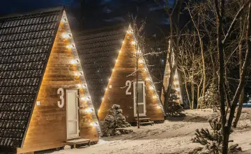 Домики А-фреймы в «Станции Морской», фото ООО «Азовское взморье»