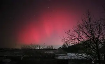 Полярное сияние в Матвеево-Курганском районе Ростовской области. Фото Елизаветы Скибиной