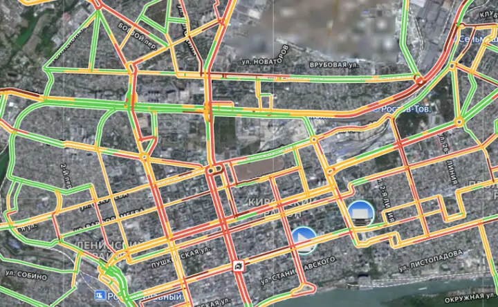 9-балльные пробки. Скриншот из сервиса 