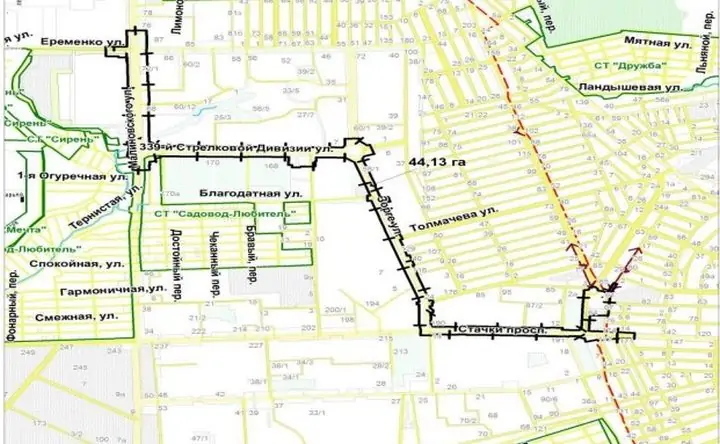 Схема трамвайной линии из постановления администрации Ростова