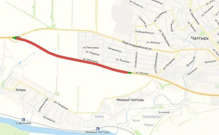 Участок, на котором изменится схема движения