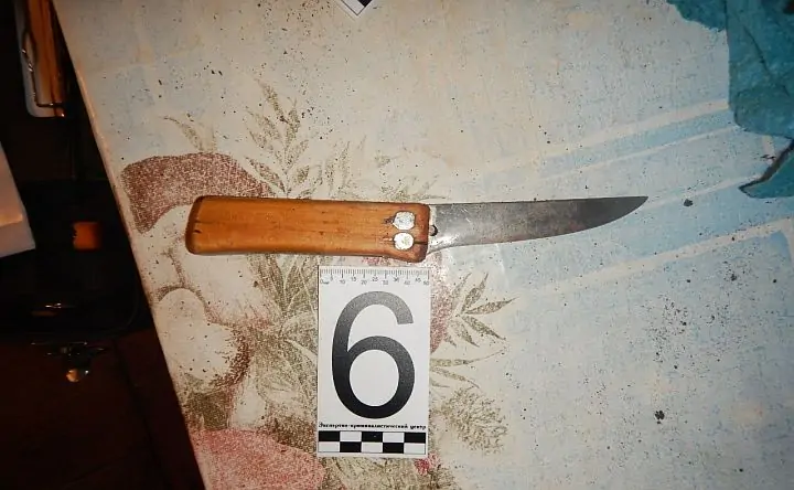 Нож, которым сын убил мать. Фото с места преступления регионального Следкома