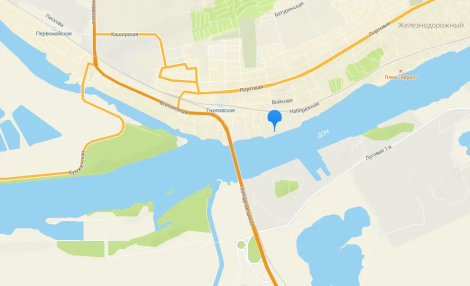 Продаваемый объект отмечен на карте синей меткой