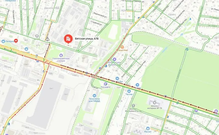 Схема пробки. Скрин фото с Яндекс Карта