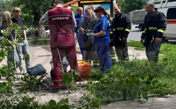 Бригада скорой помощи на месте происшествия. Фото из telegram-канала «Ростов главный»