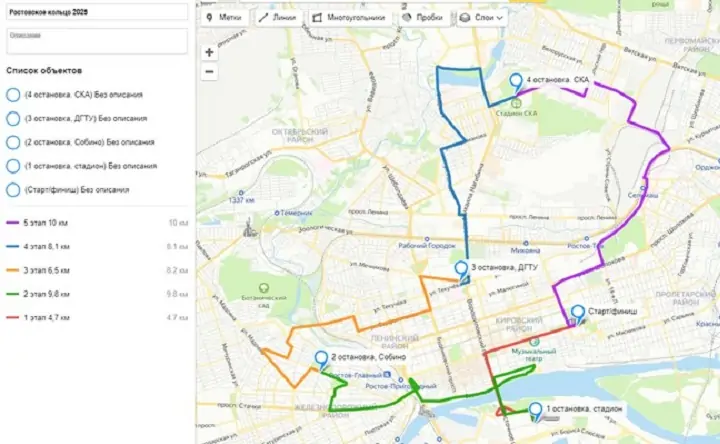 Маршрут забега. Фото департамента автодорог Ростова