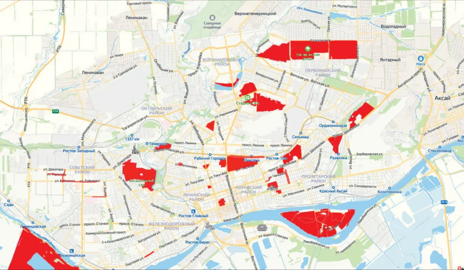 Очаги златки в Ростове. Карта из исследования ФГБУ «Всероссийский центр карантина растений»